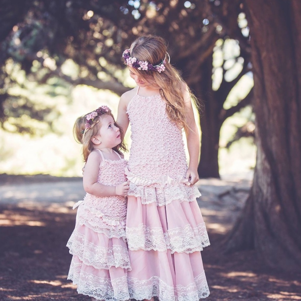 Vintage Flower Girl Maxi Blush Dusty Rose 2T 3T